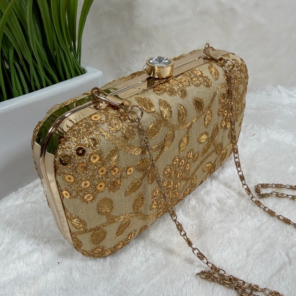 Elegant Gold Embellished Clutch